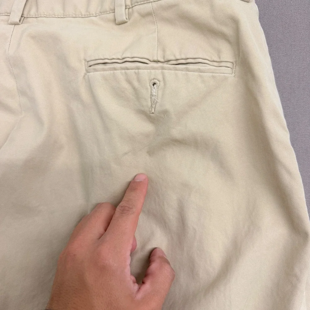 Polo Ralph Lauren Mens Khaki Chino Pants 38x32 Tan 100% Cotton Flat Front Chinos